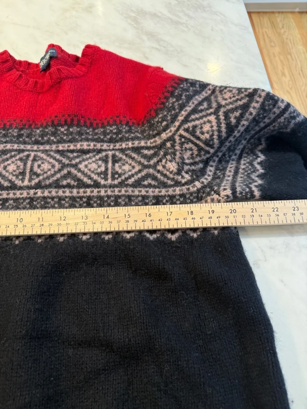 Cherokee Y2K Lambswool Fair Isle Sweater Red Nordic Unisex Size XXL